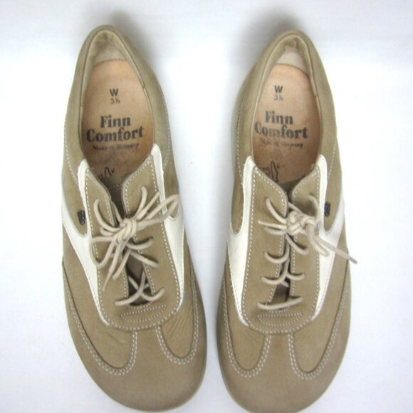 Finn Comfort 5.5 W / US 8 Ikebukuro Beige Tan White Sneakers Walking Shoes EUC - Picture 7 of 12